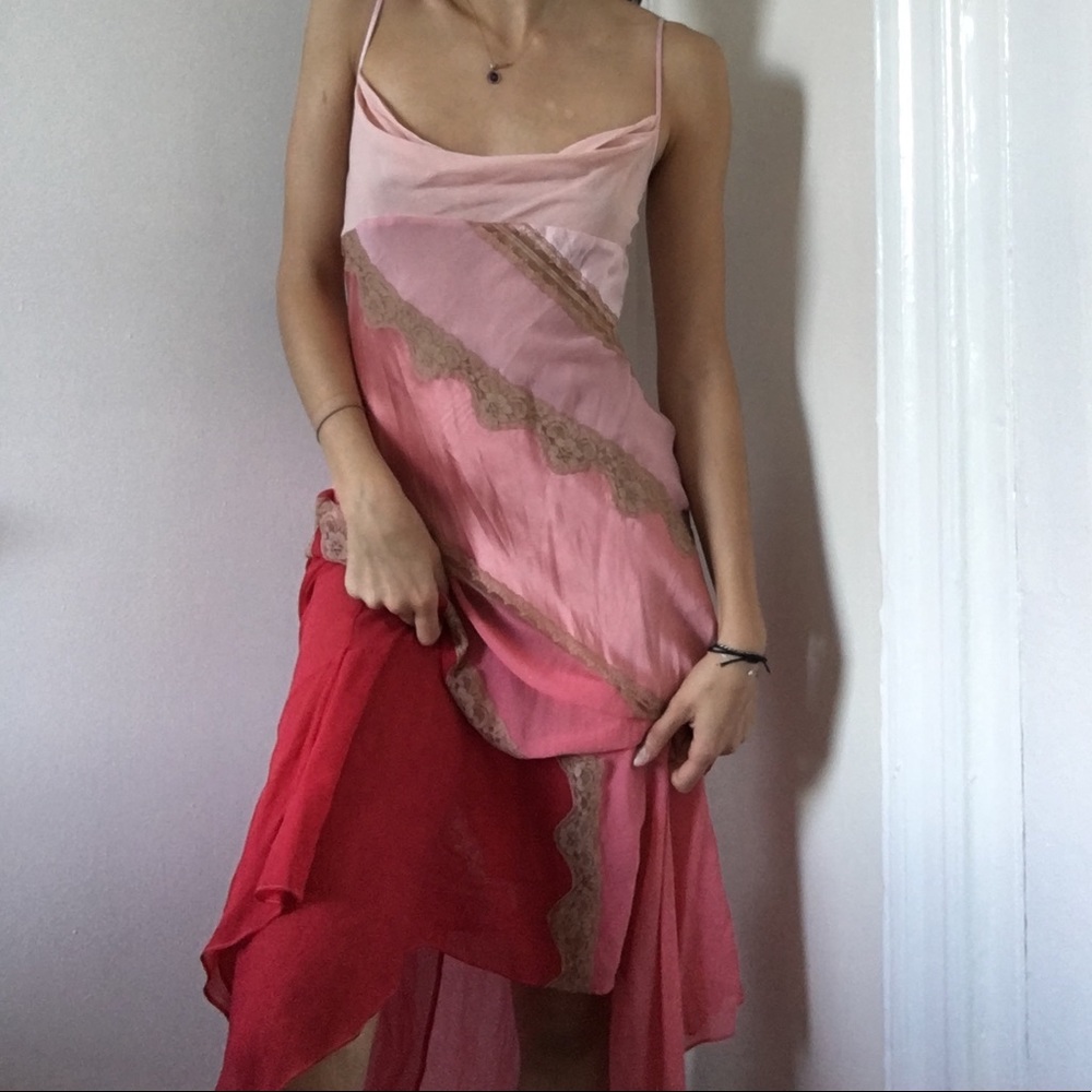 Silk pink and lace slip